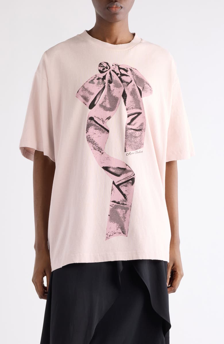 Acne Studios Edra Bell Graphic T-Shirt, Main, color, Violet Pink