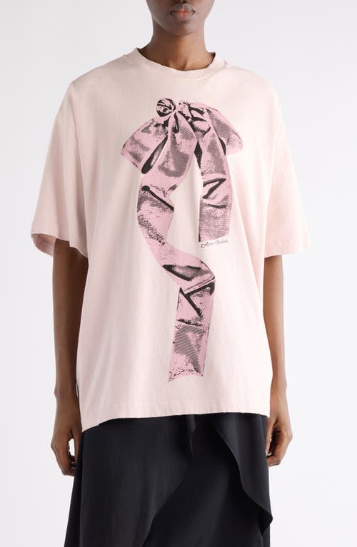 Acne Studios Crew Neck Graphic Print Oversized T-shirt In Pink