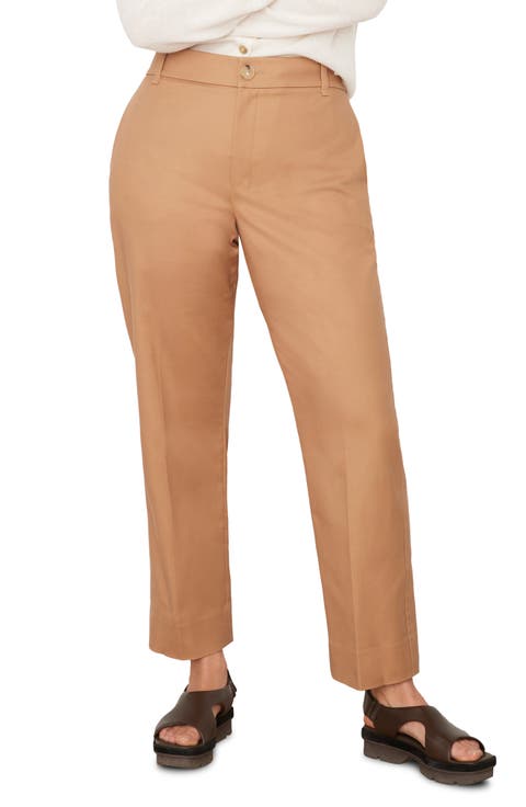 Stretch Cotton Blend Cigarette Pants