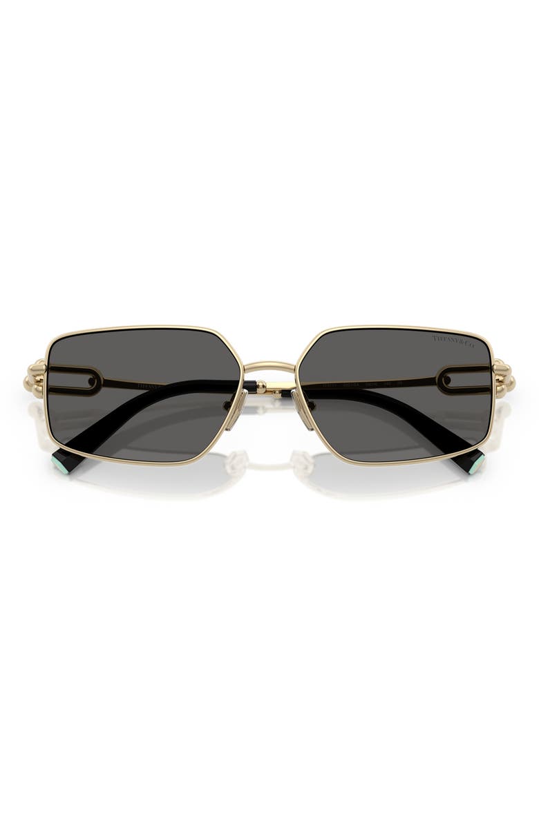 Tiffany & Co. 58mm Rectangular Sunglasses, Alternate, color, Pale Gold / Dark Grey
