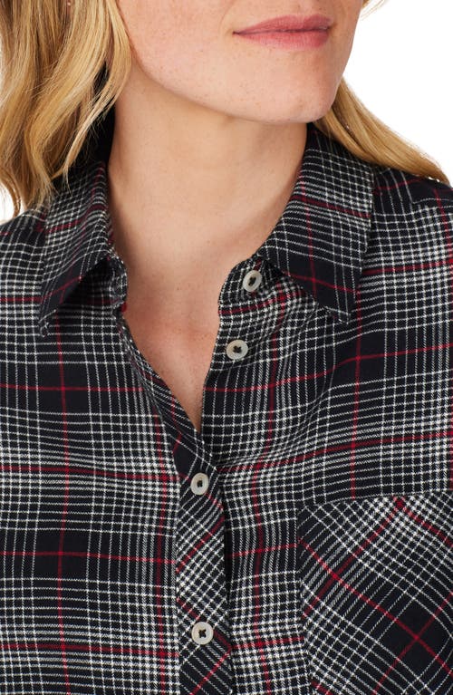 Foxcroft Boyfriend Plaid Cotton Button-up Shirt In Black Multi