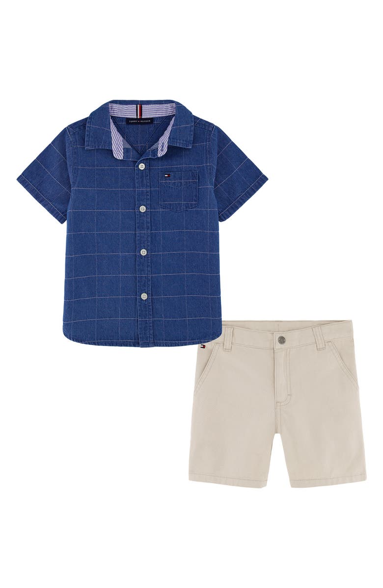 Tommy Hilfiger Kids' Short Sleeve Shirt & Pants Set, Main, color, 