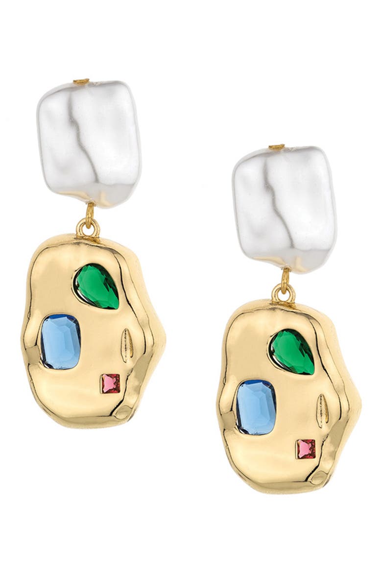 Rainbow Nugget Drop Earrings, Main, color, GOLD