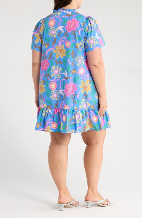Sugarlips Faro Celeste Print Shift Dress In Blue