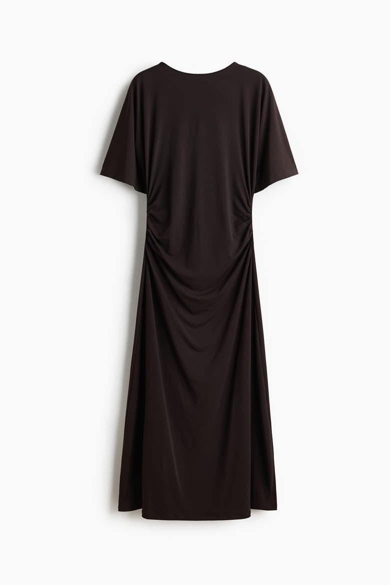 Draped T-shirt Dress, Alternate, color, Dark brown