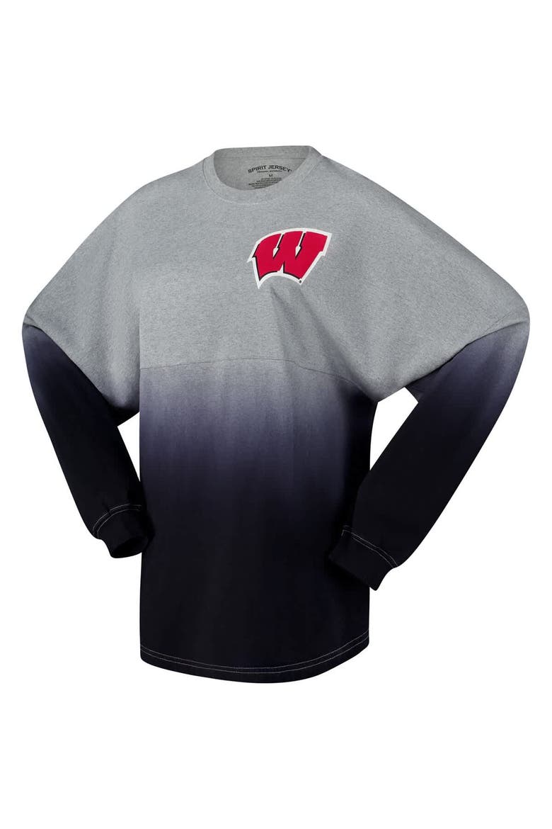 Unisex Spirit Jersey Red/Gray Wisconsin Badgers Ombre Long Sleeve T-Shirt, Alternate, color, Red