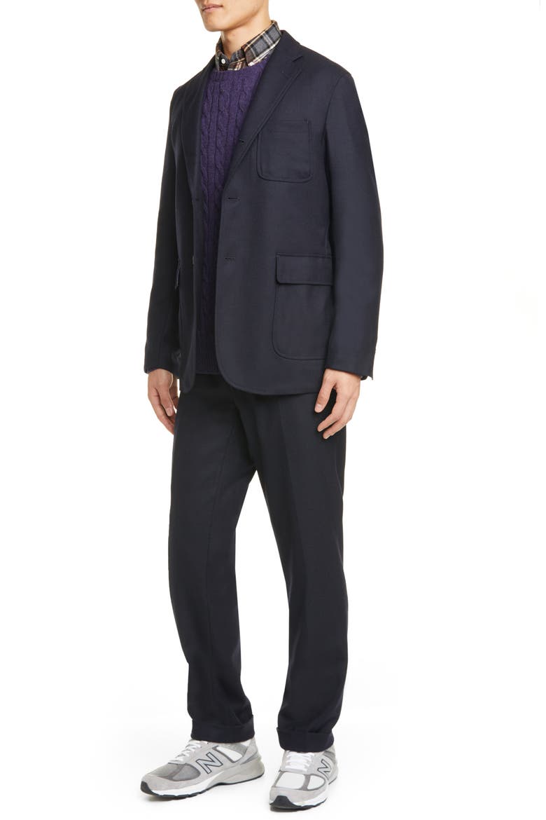 3B Wool Blend Flannel Jacket, Alternate, color, NAVY