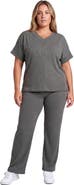 24seven Comfort Apparel Curvy Basic Ribbed Knit Dolman Sleeve V-Neck Top and Drawstring Wide Leg Pant Set