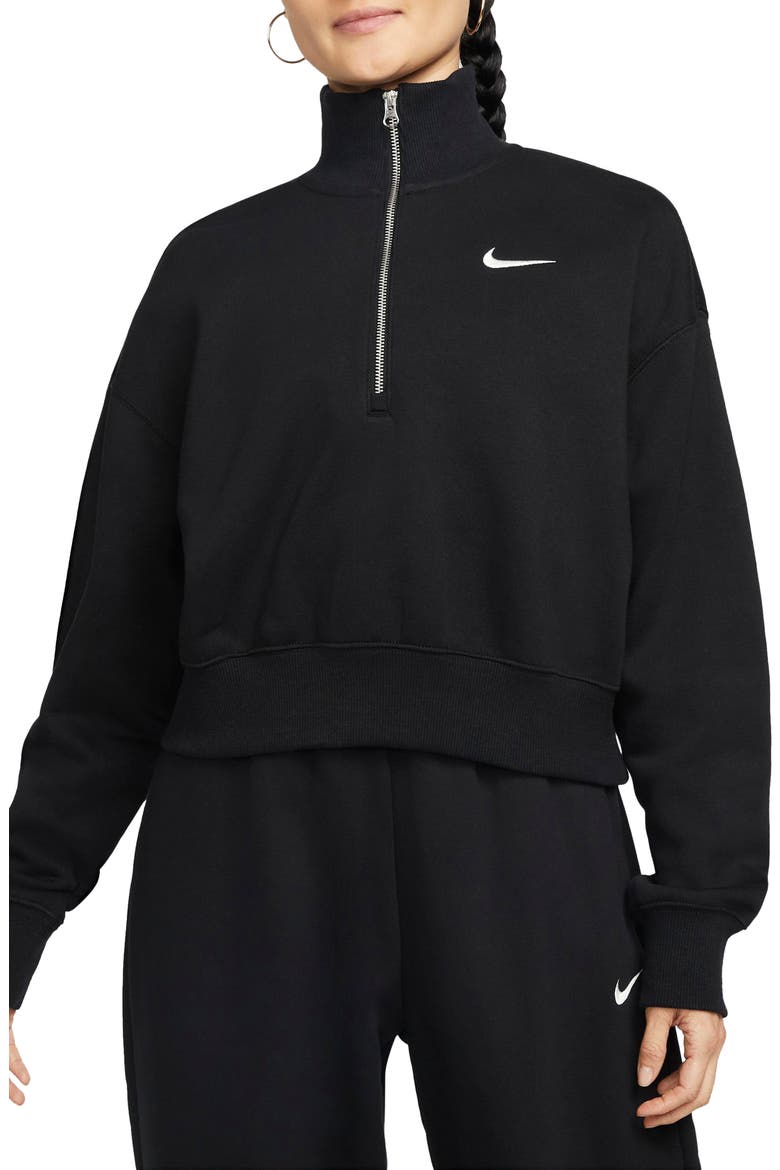 Sportswear Phoenix Fleece Crop Sweatshirt, Main, color, 010 010 BLACK/SAIL