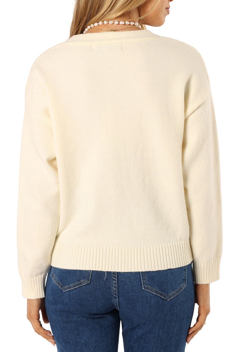 Reign Flower Embellished Cardigan, Alternate, color, CREAM