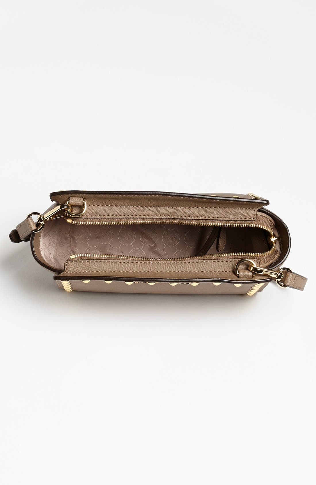 'Selma - Stud' Saffiano Leather Crossbody Bag, Alternate, color, DARK DUNE
