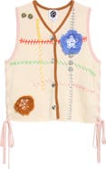 YanYan Daisy Check Embroidered Lambswool Vest