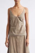 ST. AGNI Low Back Suede Tie Top