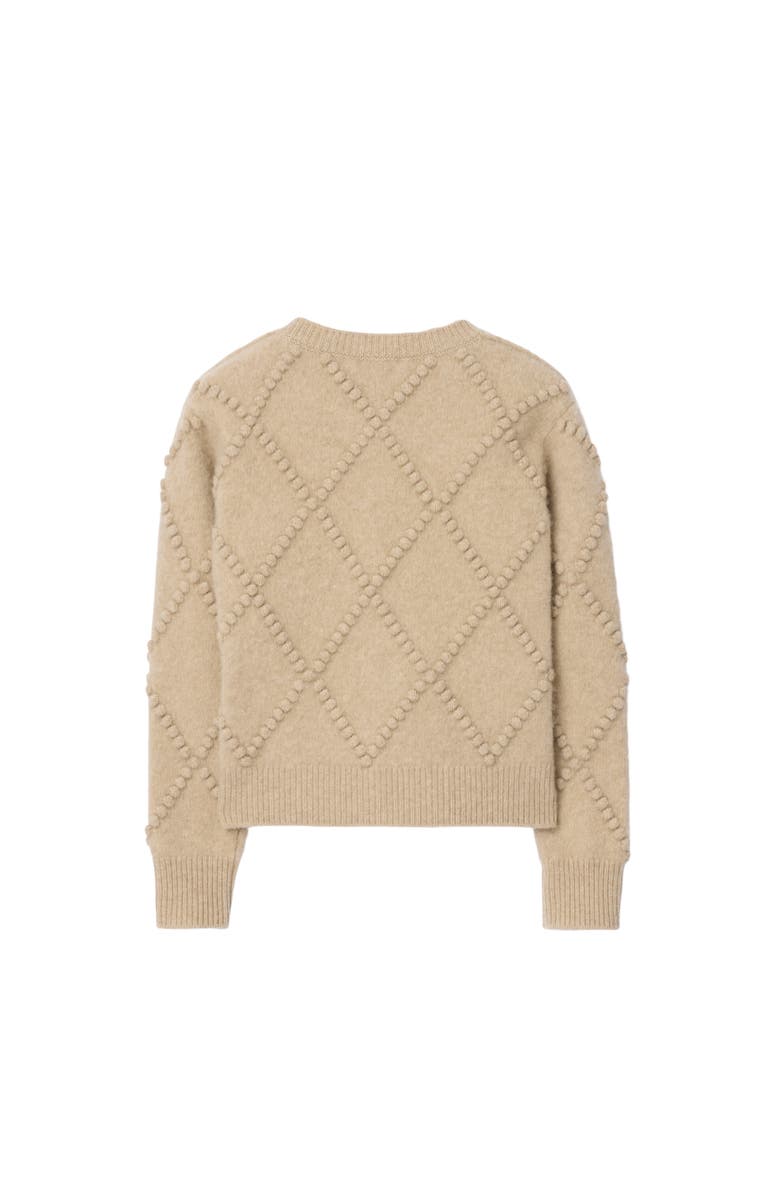 Burberry Check Bow Wool Cashmere Cardigan, Alternate, color, Oatmeal Melange