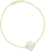 The Lovery Fine Jewelry Small Mother of Pearl Single Clover Bracelet