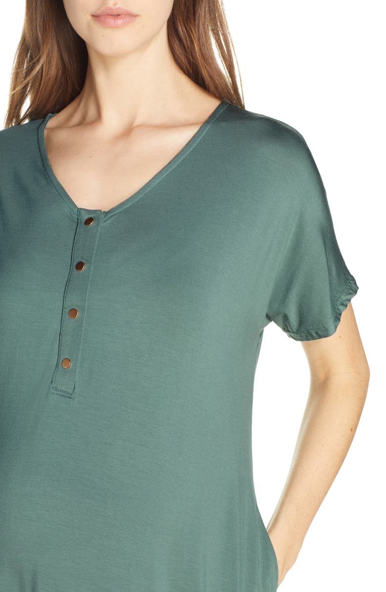 Nesting Olive Solid Maternity/Nursing Nightshirt, Alternate, color, 