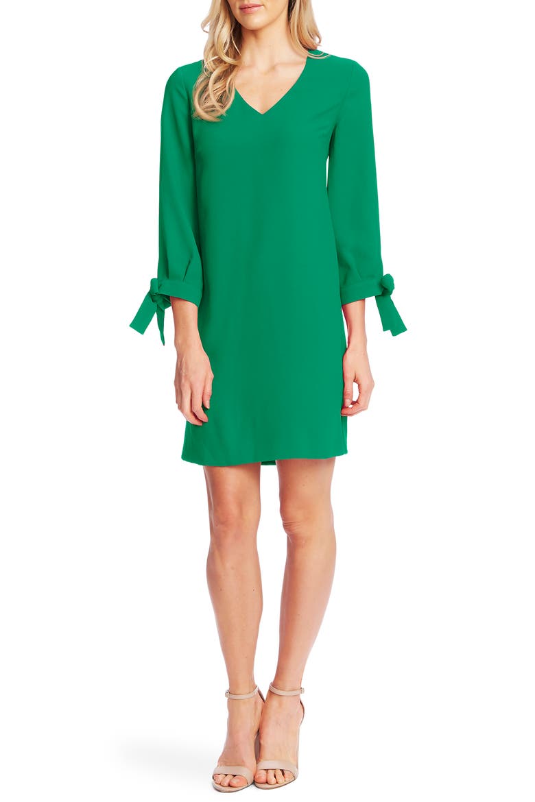 Tie Sleeve A-Line Dress, Main, color, LUSH GREEN