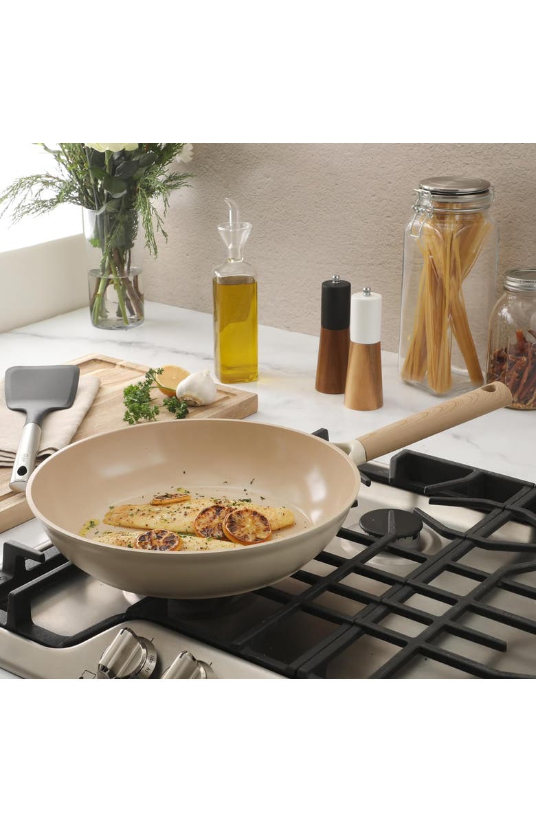 Gibson Elite Folkstone 12 Inch Ceramic Nonstick Cast Aluminum Frypan, Alternate, color, Beige