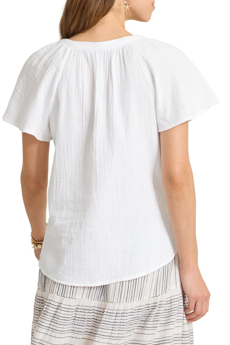 Flutter Sleeve Cotton Gauze Top, Alternate, color, WHITE