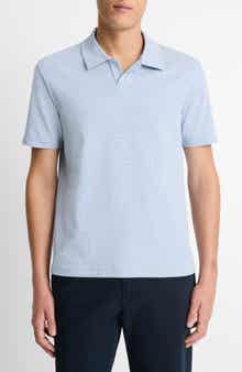 Vince Johnny Collar Houndstooth Cotton Polo