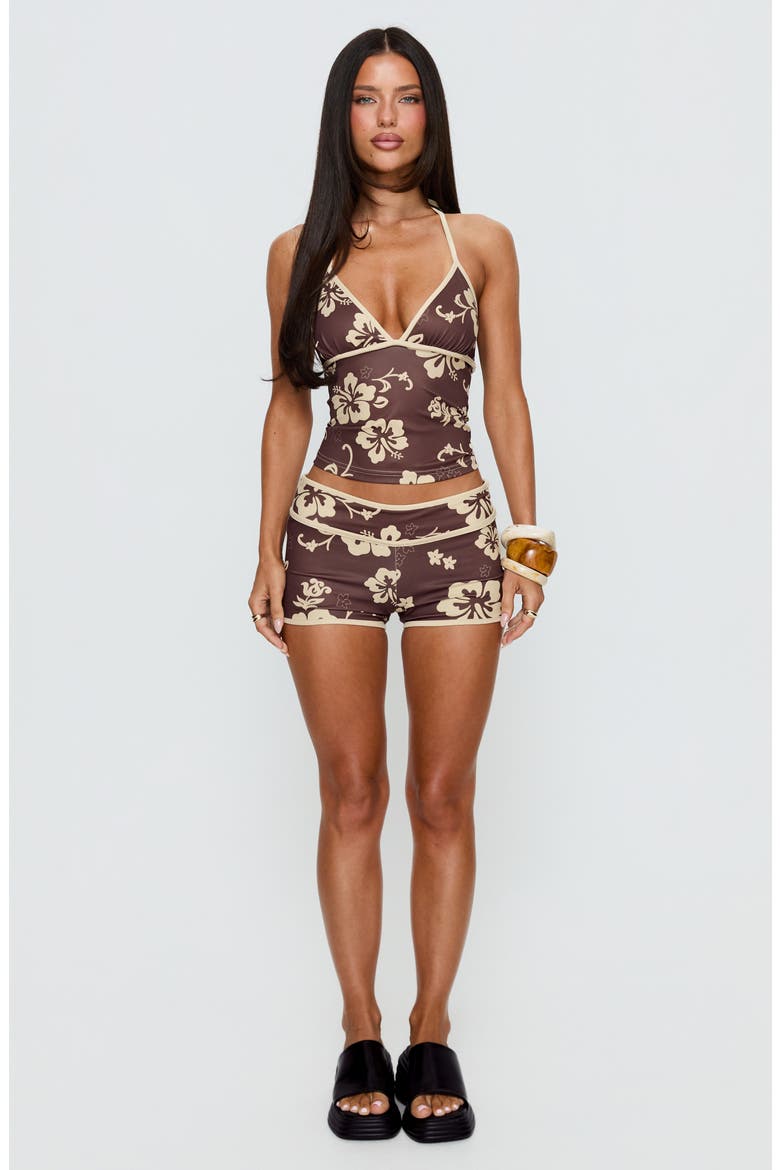 Makira Hibiscus Shorts, Alternate, color, BROWN HIBISCUS