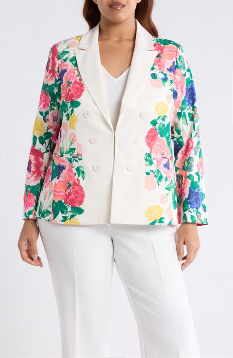 Floral Double Breasted Blazer (Plus)