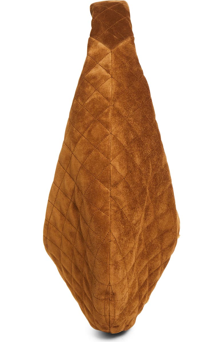 Saint Laurent Icare Quilted Suede Hobo Bag, Alternate, color, Caramel Cognac