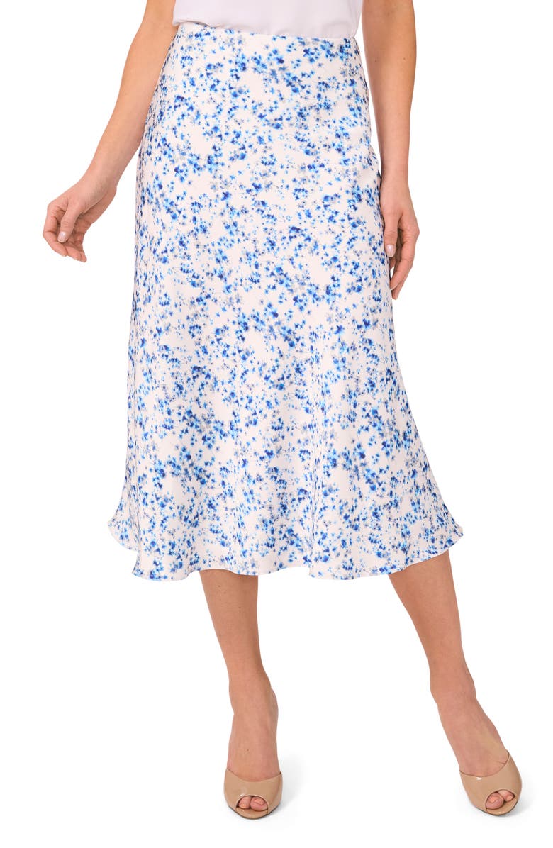 CeCe Charm Floral Bias Cut Midi Skirt, Main, color, 