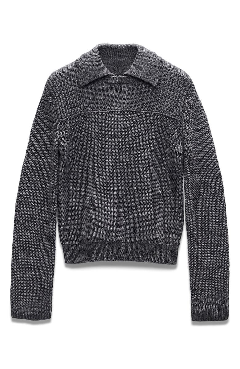 rag & bone Madix Wool & Alpaca Blend Sweater Polo, Alternate, color, Charcoal