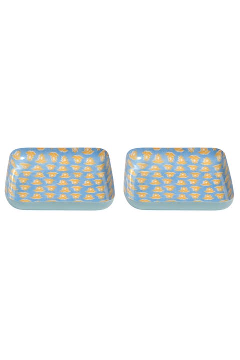 Nanpur Patterned Square Metal Decorative Tray Set Of 2