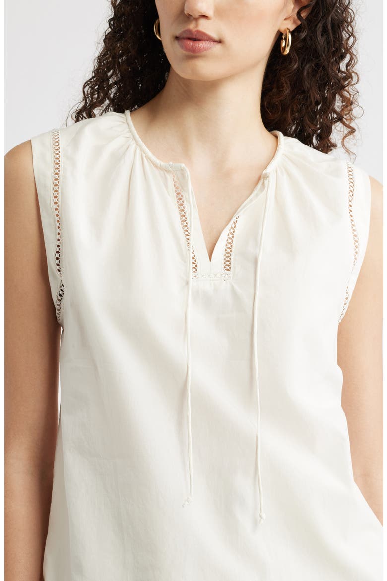 Lace Inset Tie Front Top, Alternate, color, IVORY TOFU