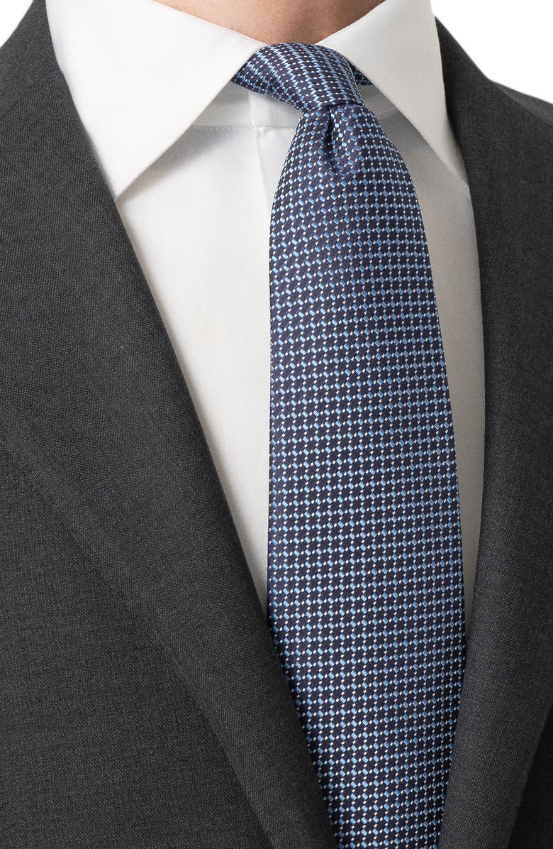 Eton Micro Silk Tie, Alternate, color, Navy