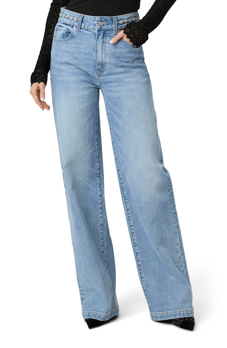 PAIGE Sasha Embellished High Waist Wide Leg Jeans, Main, color,