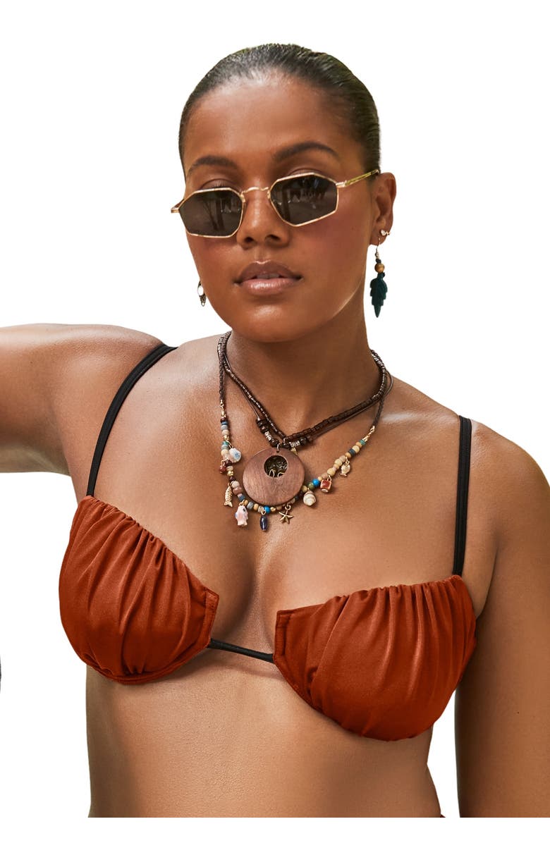 Swimsuits for All Shirred Underwire Bikini Top, Main, color, 