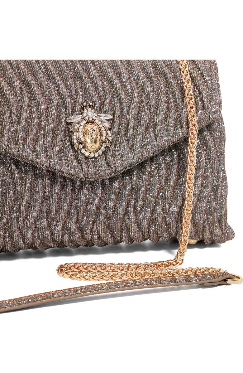 Dune London Darling Matelassé Suede Crossbody Bag, Alternate, color, Bronze