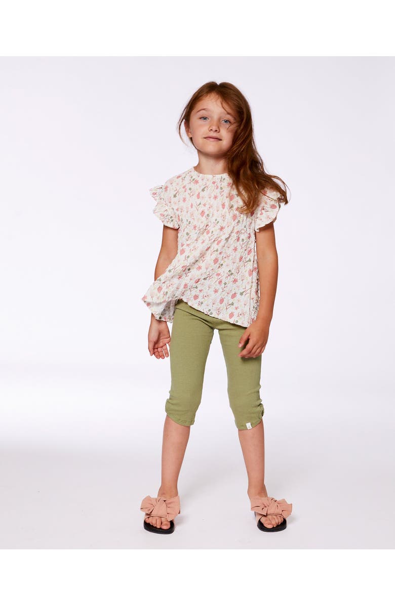 Deux par Deux Little Girl's Crinkle Jersey Capri Legging Olive Green, Alternate, color,