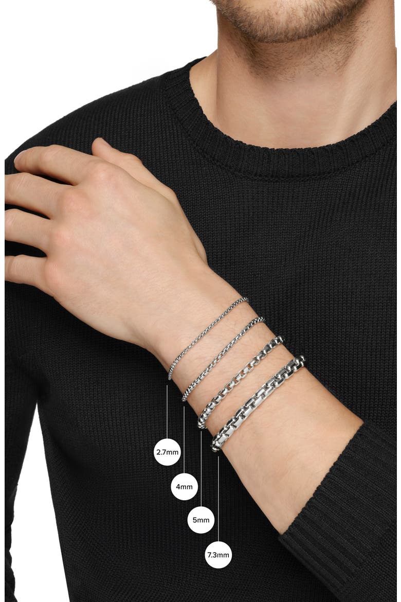 Men's Box Chain Bracelet in Sterling Silver, 4mm, Alternate, color, SILVER