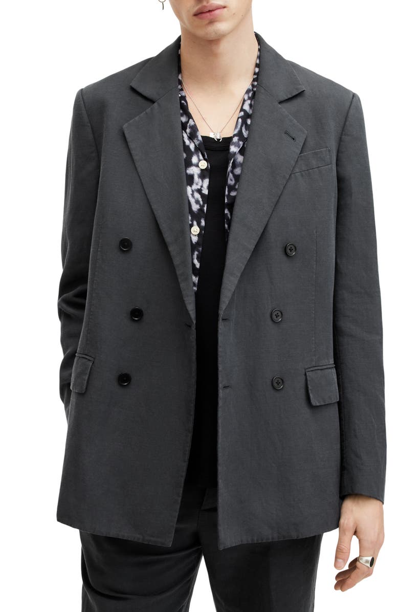 AllSaints Tansey Double Breasted Blazer, Alternate, color, Slate Grey