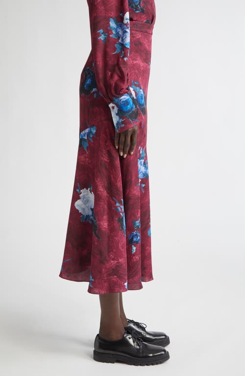Erdem Abstract Rose Print Midi Skirt In Multi