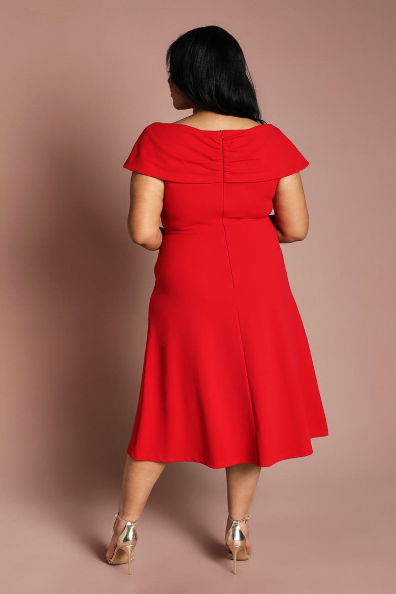 Plus Bardot Midi Dress, Alternate, color, Red