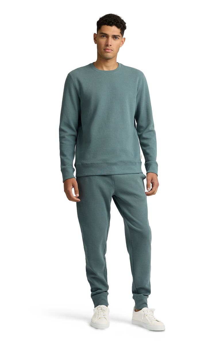 Onia Heavyweight Cotton Waffle Crewneck Sweatshirt, Main, color, Fern