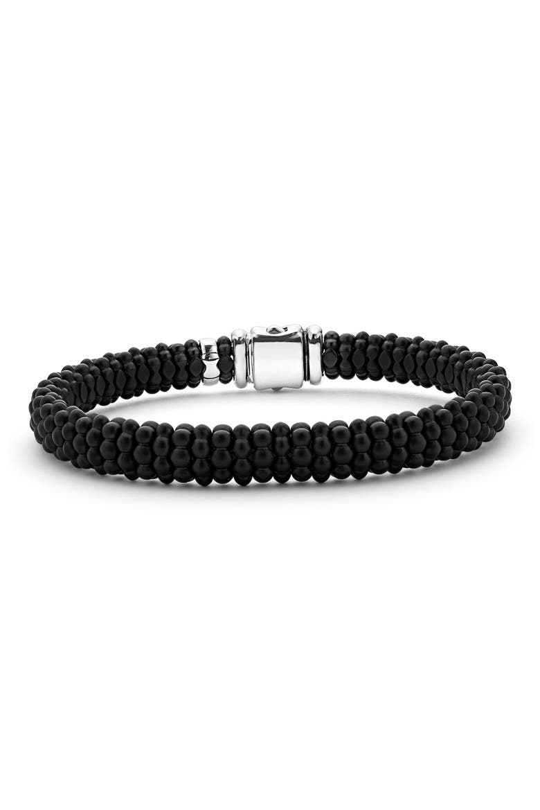 Men's Black Caviar Station Bracelet, Main, color, BLACK