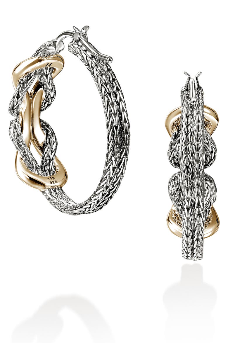 Infinite Love Knot 14k Gold and Sterling Silver Hoop Earrings, Alternate, color, SILVER