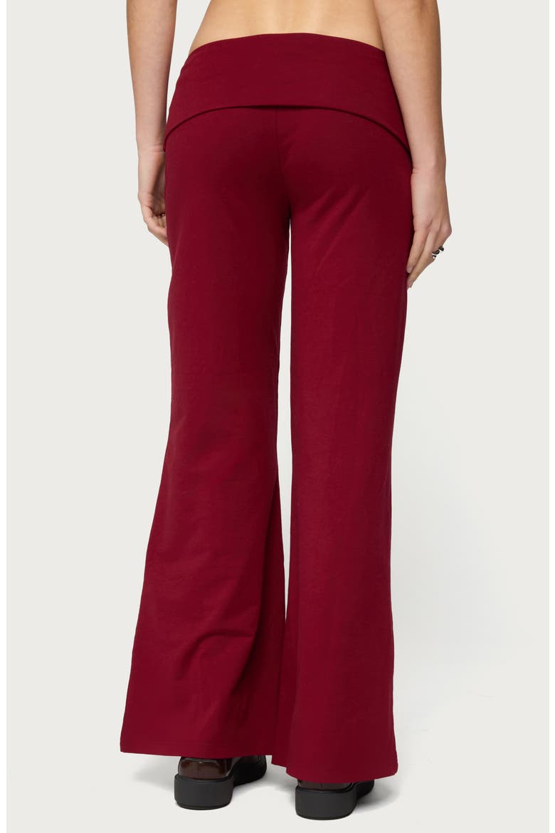 Wide Leg Foldover Cotton Pants, Alternate, color, BURGUNDY