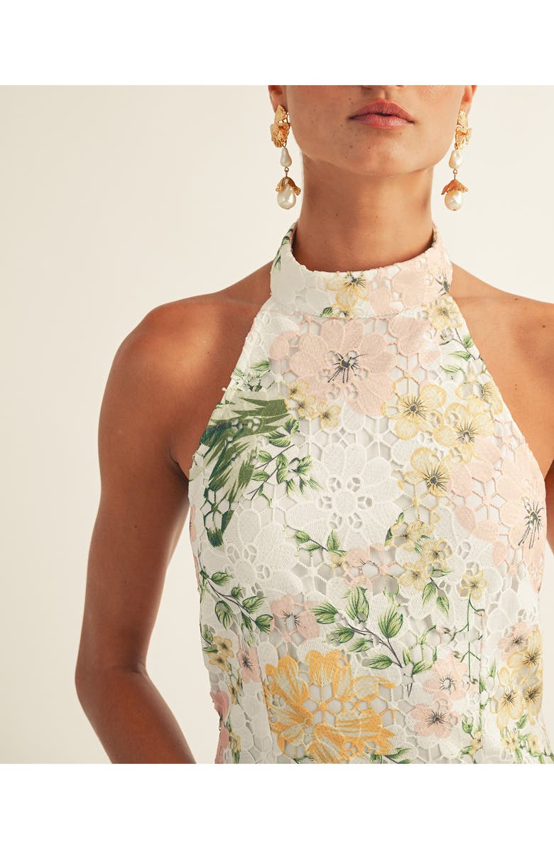 Arose Studio Tatiana Floral Lace Minidress, Alternate, color, White Multi