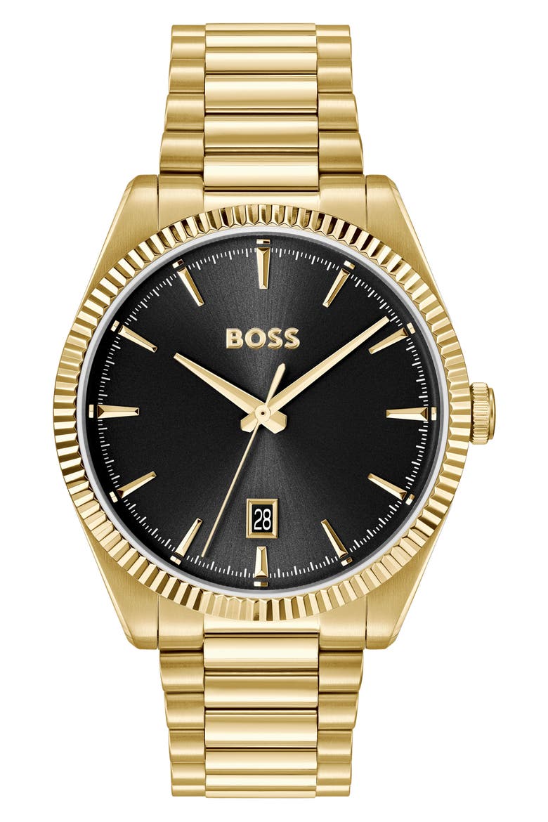 Cheswick Goldtone Bracelet Watch, 40mm, Main, color, BLACK