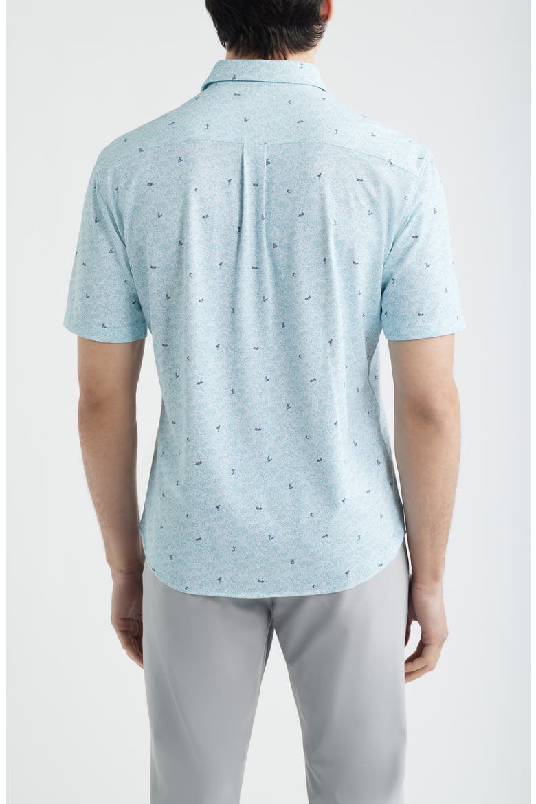 Rowing Hangin’ Out Surfer Print Knit Short Sleeve Button-Up Shirt, Alternate, color, WHITE/BLUE MULTI