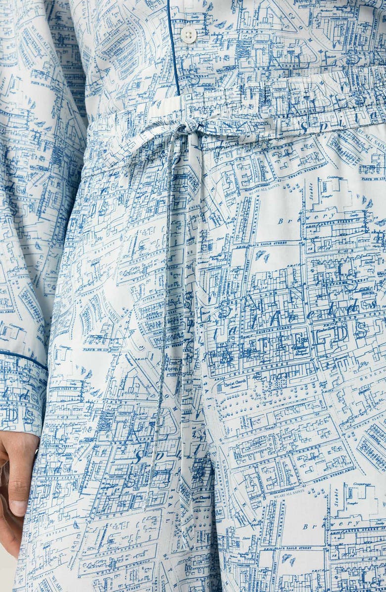 AllSaints Maude Map Print Pajamas, Alternate, color, Map Blue