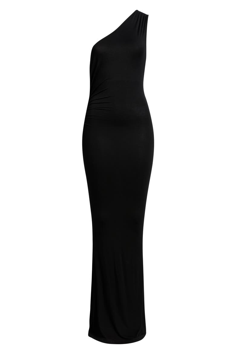 Elva One-Shoulder Mermaid Gown, Alternate, color, BLACK