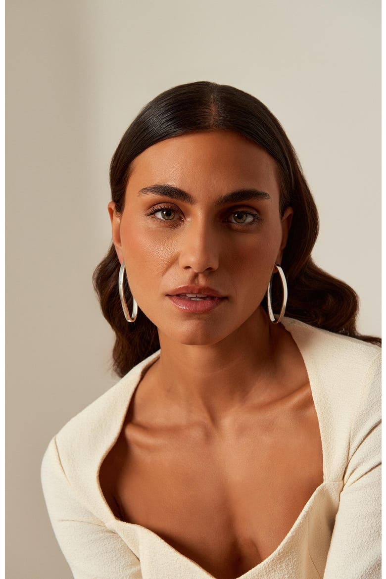 Oasis Hoop Earrings, Alternate, color, Silver